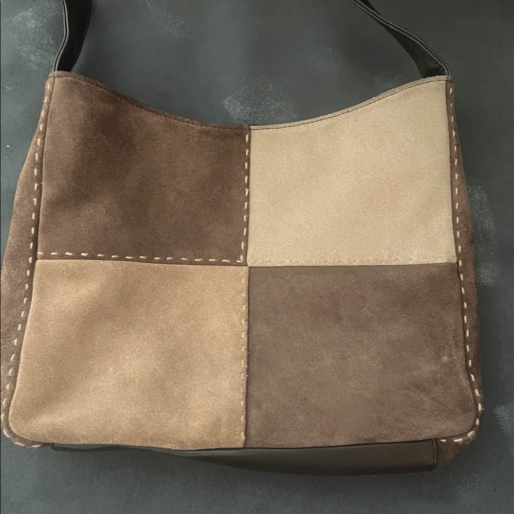 Genuine Sonoma Jean Company Suede(?) Brown/Camel Tan Patchwork Shoulder HANDBAG - Picture 6 of 9